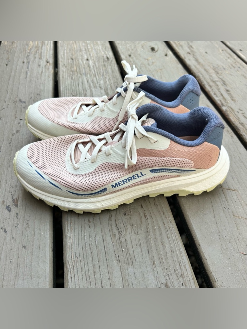 Merrell Flystrike 2 Women's Blush Pink & Navy Mesh Trail Running Shoes | Size 8